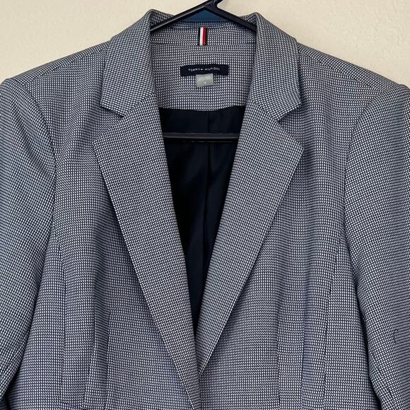 Tommy Hilfiger blazer jacket houndstooth single breasted lined preppy career L - Picture 2 of 11